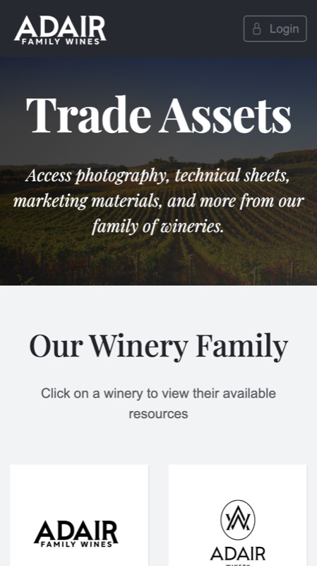 Mobile-responsive view of trade assets platform